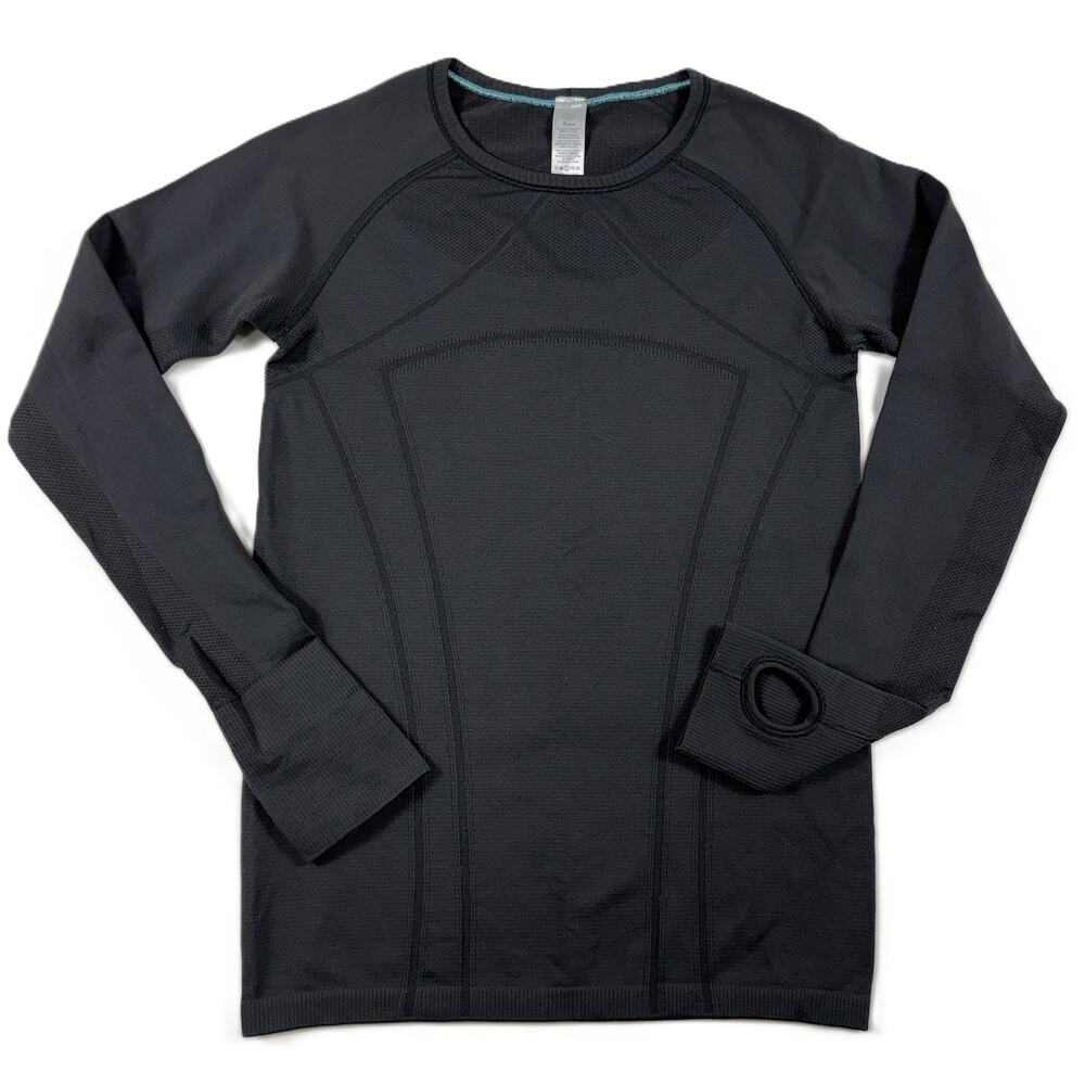 Ivivva by Lululemon Fly Tech Black Long Sleeve Shirt Sz 12 with thumbholes